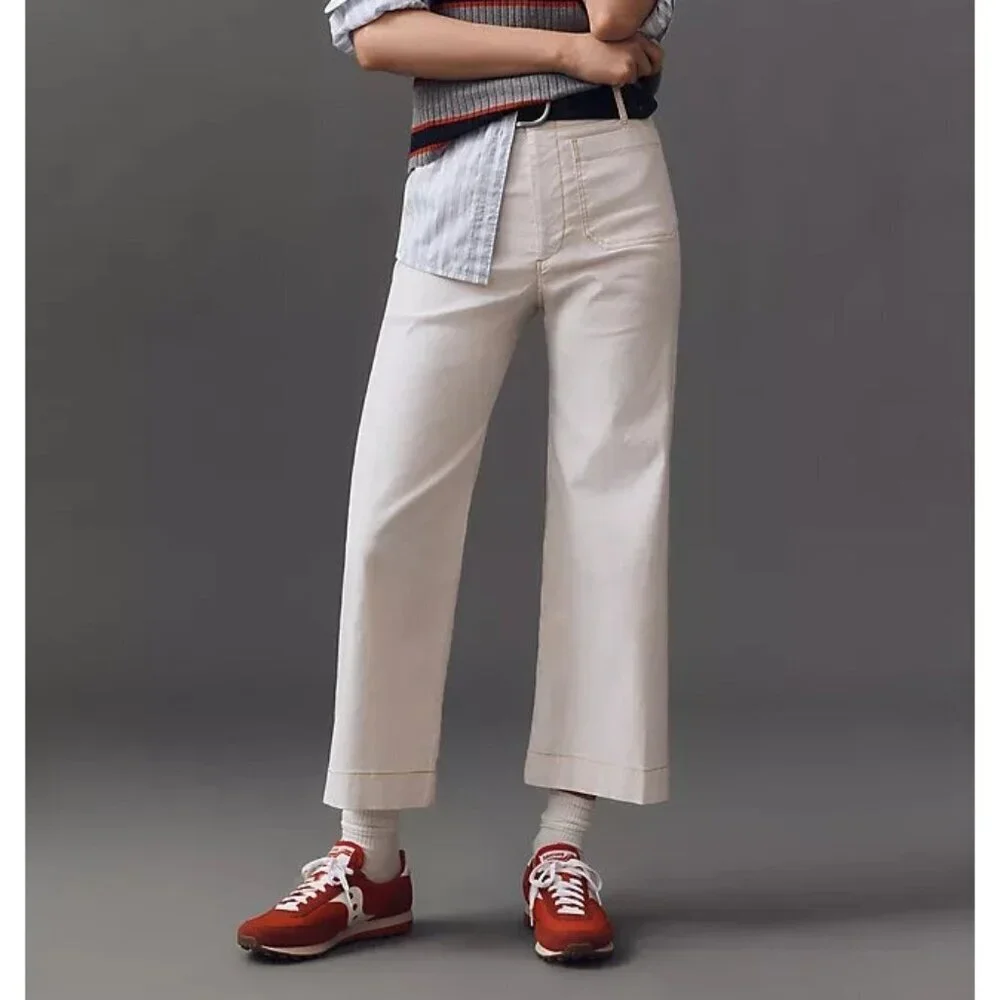 The Colette Cropped Wide-Leg Pants by Maeve: Contrast-Stitch 26W PLUS SIZE - Picture 2 of 2